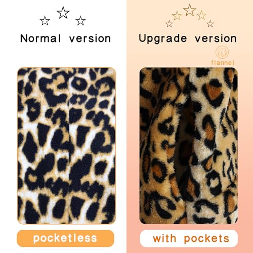 Wizland Flannel Cheetah Costume Kids Fun Onesie Leopard Costume Girls Onepiece Cat Coustume with Detachable Tail for Thanksgiving Halloween 4-6 - Image 4