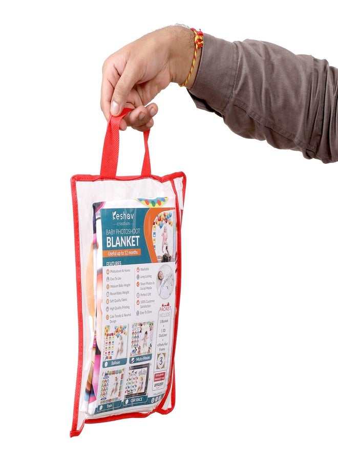 Keshav Creation Baby Boy's and Baby Girl's Monthly Milestone Forever Love Growth Chart Picture Blanket with Month Marker Multicolour 0 to 12 Months_Car Race_1 - Image 4
