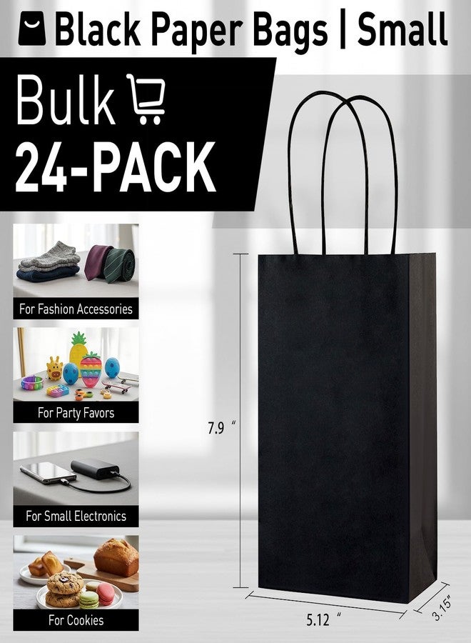 SUNCOLOR 24-Pack Black Gift Bags with Handles - 8" Goodie Bags for Birthday Parties, Halloween, Weddings & Event Favors (Black) - Image 2