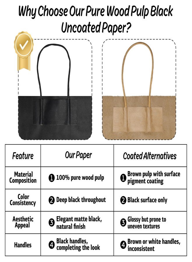 SUNCOLOR 24-Pack Black Gift Bags with Handles - 8" Goodie Bags for Birthday Parties, Halloween, Weddings & Event Favors (Black) - Image 5