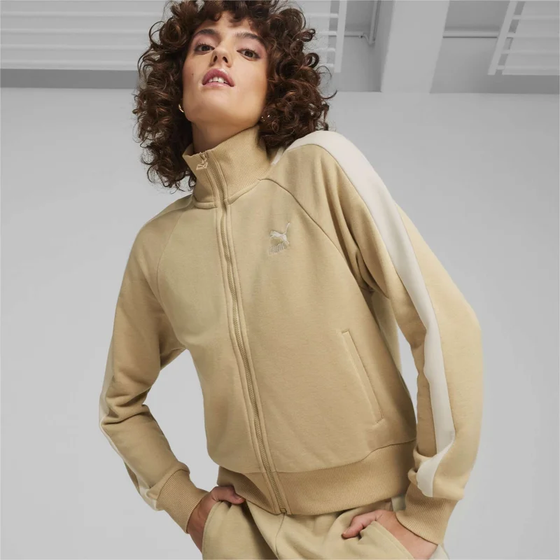 بوما Women's Prairie Tan Iconıc T7 Track Jacket Tr (S) Light Brown Women's Sweatshirt