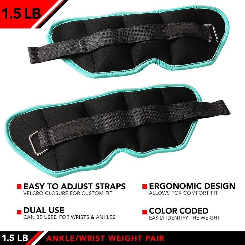 JFIT Ankle Weight Pair 1.5 LBS, Set of 2 with Adjustable Velcro Straps - Breathable, Moisture Absorbent Weight Straps for Men and Women - Comfortable Ankle, Wrist Weights - Image 3