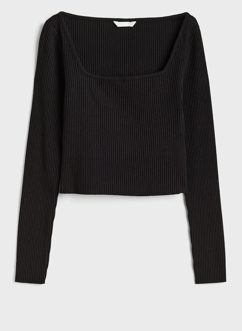 H&M Ribbed Square Neck Top