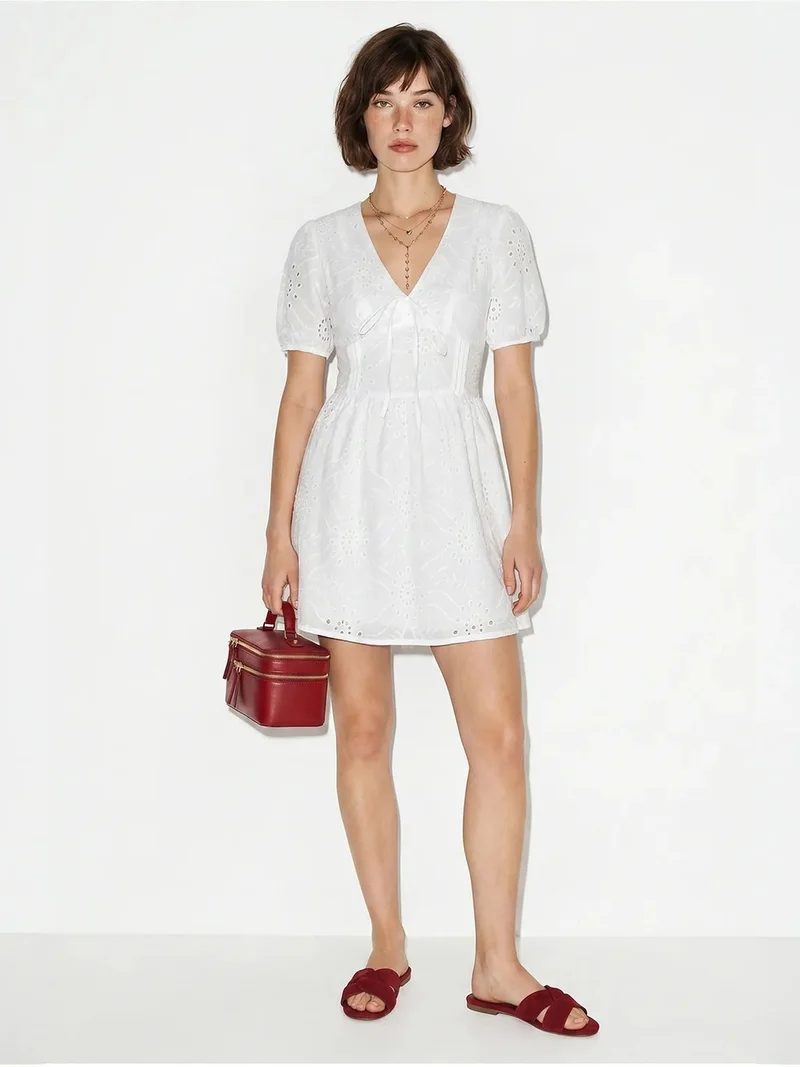 بيانكو لوتشي LUCCI Embroidered Mini Skater Dress