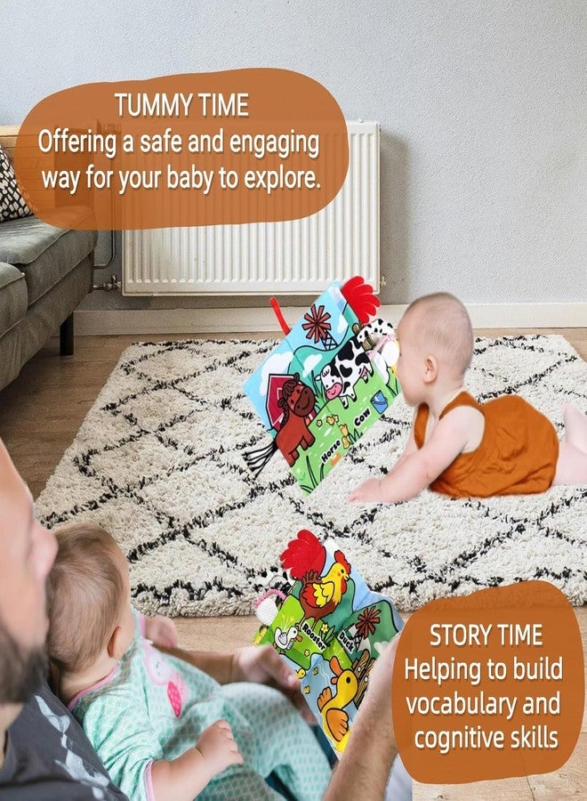 KolorFish Soft Cloth Baby Book | 0-6 Months High Contrast Sensory Baby Toy | 6-12 Months Touch Feel Teething | Travel Essentials Tummy Time for Newborn 1-3 Years Old (Farm) - Image 3