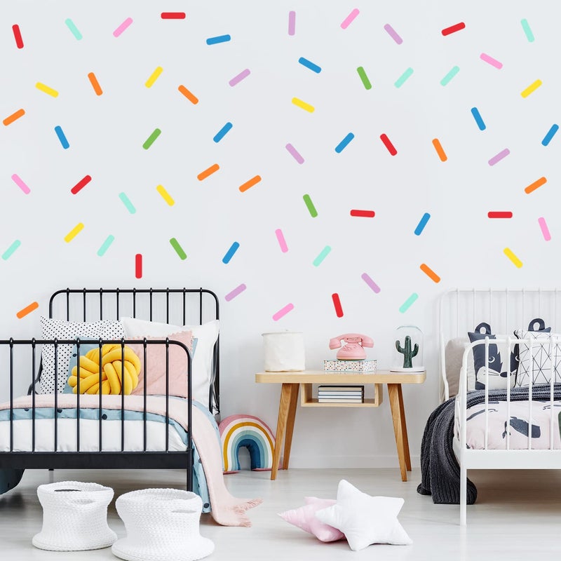 Supzone 128Pcs Colorful Sprinkles Decals Confetti Wall Stickers Mini Bar Matte Finish Vinyl Art Sticker for Kids Nursery Playroom Teen Girl's Bedroom Dorm Home Decoration - Image 4
