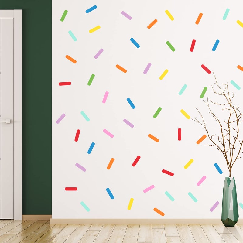 Supzone 128Pcs Colorful Sprinkles Decals Confetti Wall Stickers Mini Bar Matte Finish Vinyl Art Sticker for Kids Nursery Playroom Teen Girl's Bedroom Dorm Home Decoration - Image 2
