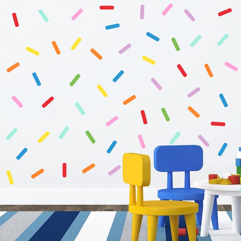 Supzone 128Pcs Colorful Sprinkles Decals Confetti Wall Stickers Mini Bar Matte Finish Vinyl Art Sticker for Kids Nursery Playroom Teen Girl's Bedroom Dorm Home Decoration - Image 1