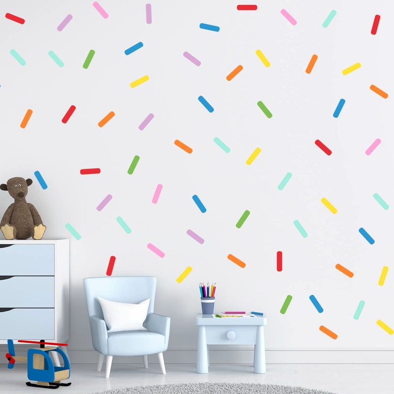 Supzone 128Pcs Colorful Sprinkles Decals Confetti Wall Stickers Mini Bar Matte Finish Vinyl Art Sticker for Kids Nursery Playroom Teen Girl's Bedroom Dorm Home Decoration - Image 5