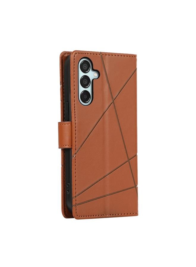 اس-توب جراب لهاتف Samsung Galaxy M15 5G / F15 5G مصنوع من جلد البولي يوريثان الأصلي ومزخرف بخطوط بارزة - Image 3
