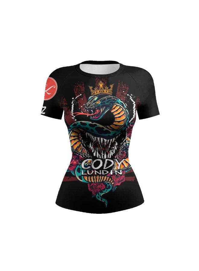 Women Fighting Grappling Clothes BJJ  jiu jitsu Rash Guard Moisture Tattoo Cool Female Casual T-shirt - Image 1