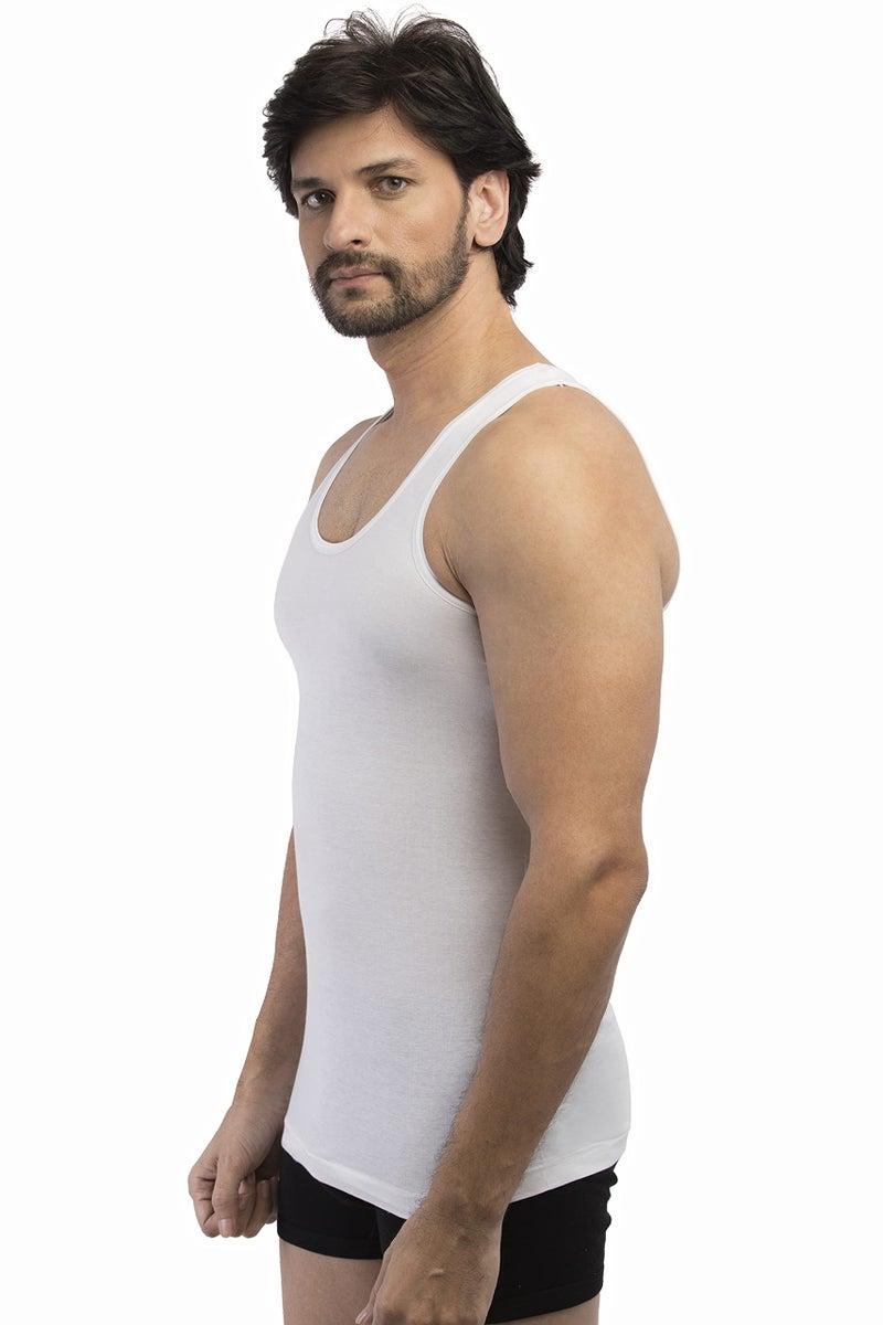 VIP Bonus Men's Cotton Sleeveless Vest 90 cm (Pack of 6) White - Image 4