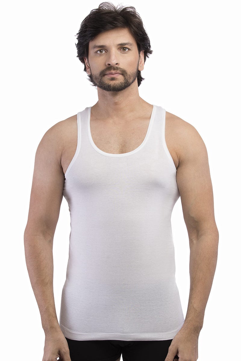 VIP Bonus Men's Cotton Sleeveless Vest 90 cm (Pack of 6) White - Image 1