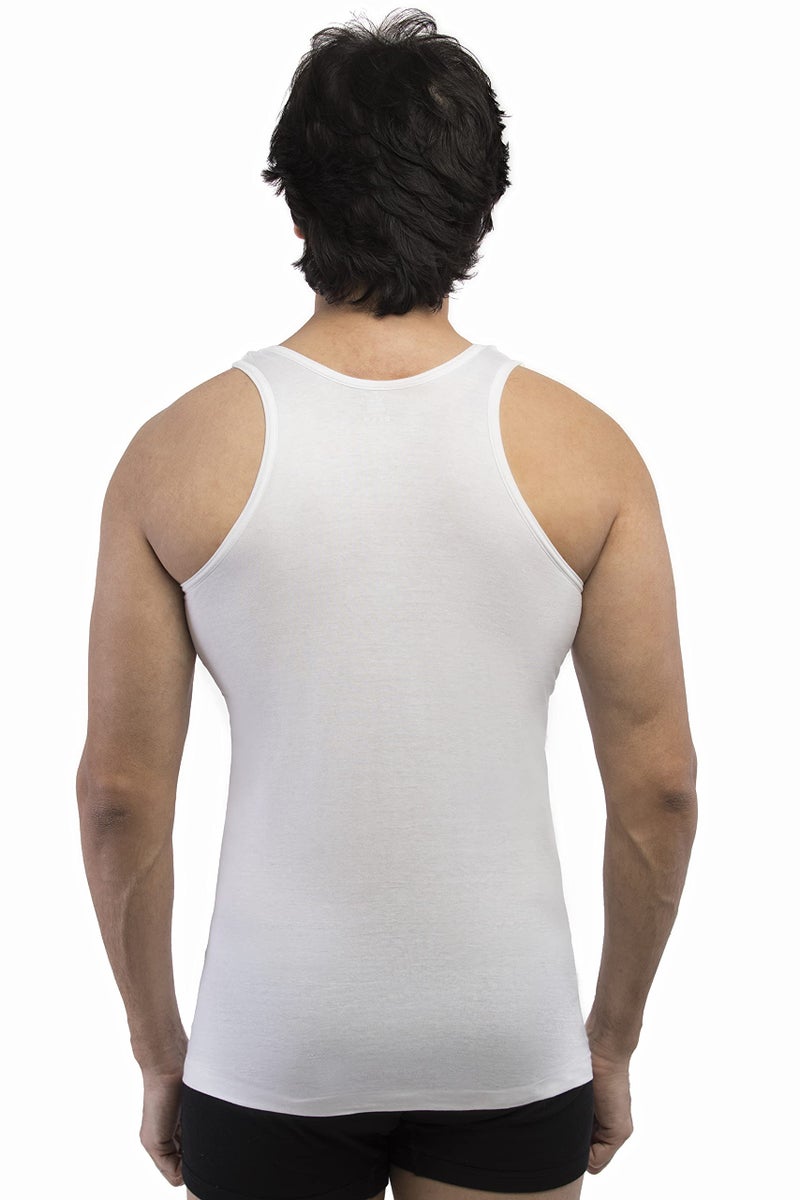 VIP Bonus Men's Cotton Sleeveless Vest 90 cm (Pack of 6) White - Image 3
