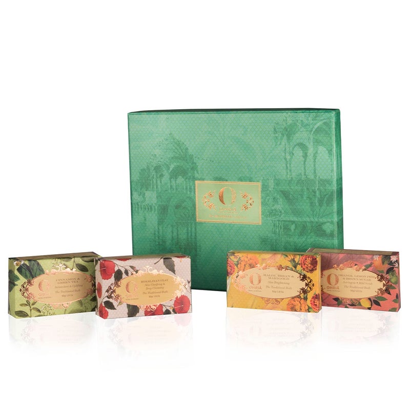 Ohria Ayurveda Bathing Bar Gift Box  Gently Cleanses the Skin Set of 4 - Image 1