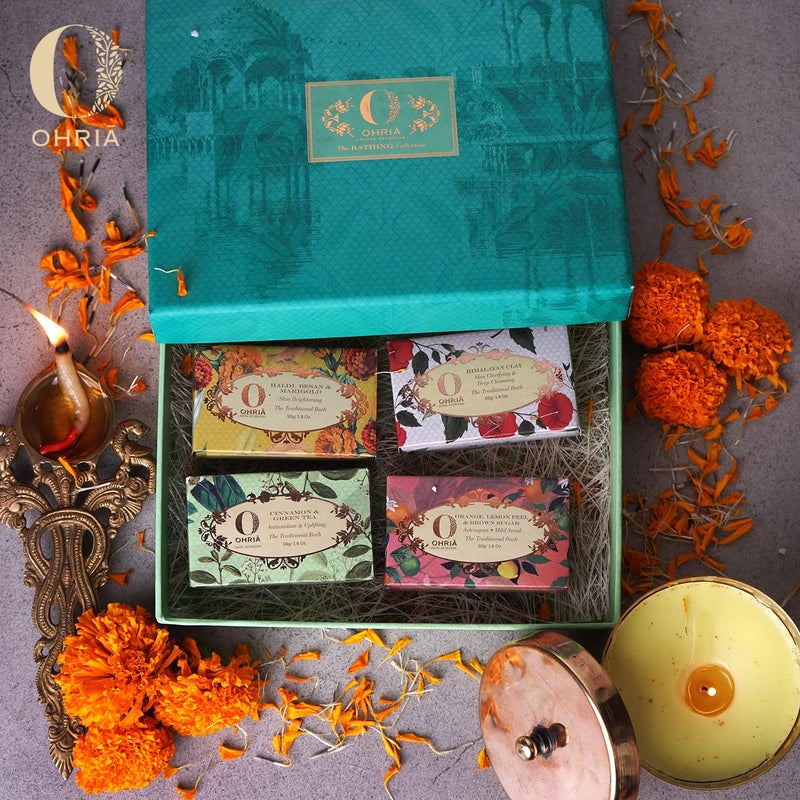 Ohria Ayurveda Bathing Bar Gift Box  Gently Cleanses the Skin Set of 4 - Image 2