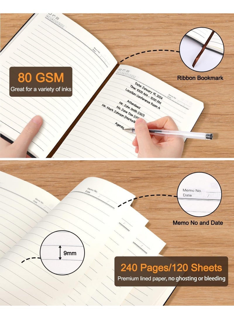 فاييت مجموعة هدايا دفتر ملاحظات وقلم مسطر فاخر بحجم A5، دفتر ملاحظات أنيق من الجلد النباتي مع غطاء من قماش قطني، مجموعة كتابة احترافية للأعمال والمكتب والهدايا التنفيذية (أسود) - Image 2