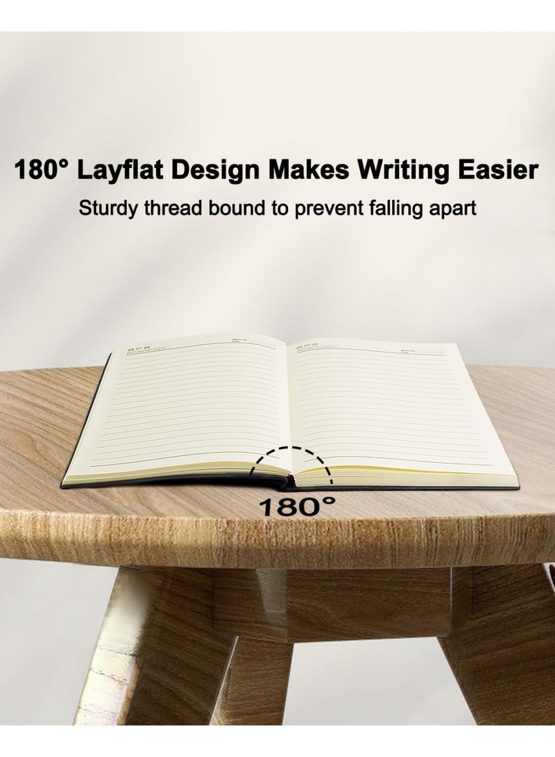 فاييت مجموعة هدايا دفتر ملاحظات وقلم مسطر فاخر بحجم A5، دفتر ملاحظات أنيق من الجلد النباتي مع غطاء من قماش قطني، مجموعة كتابة احترافية للأعمال والمكتب والهدايا التنفيذية (أسود) - Image 4