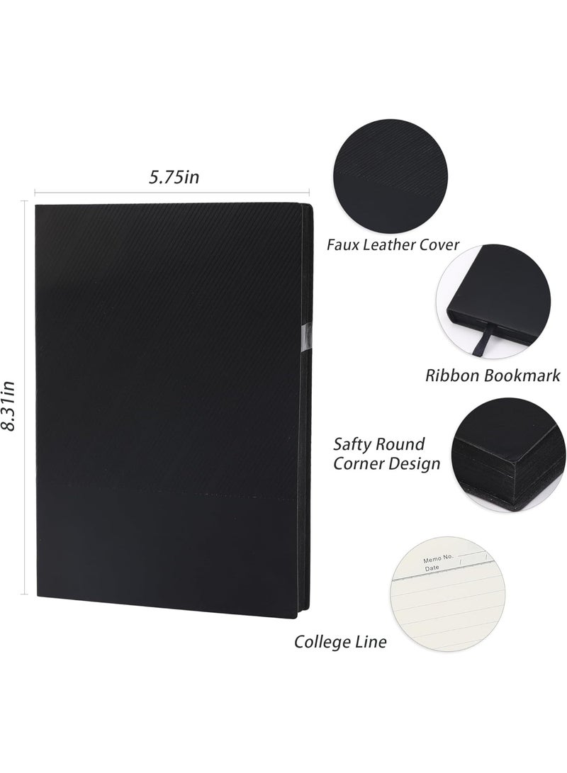 فاييت مجموعة هدايا دفتر ملاحظات وقلم مسطر فاخر بحجم A5، دفتر ملاحظات أنيق من الجلد النباتي مع غطاء من قماش قطني، مجموعة كتابة احترافية للأعمال والمكتب والهدايا التنفيذية (أسود) - Image 3
