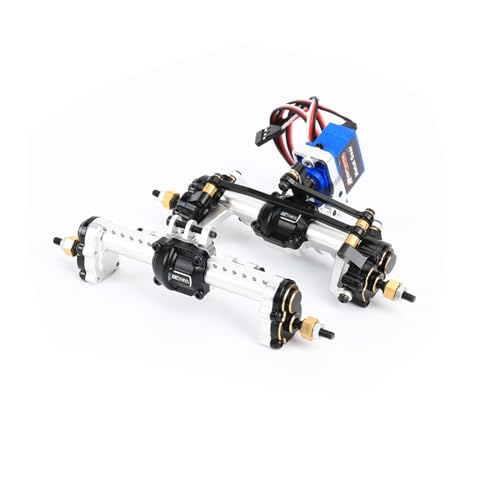 RCAWD Alloy TRX4M Portal Axle with Diff Locker Spool Steering Servo and Center Drive Shaft Set for 118 TRX4M Front Rear Portal Axle Upgrades Part Silver - Image 1