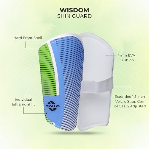 Nivia Wisdom - 2018 Plastic Shin Guard for Youth (Medium, White), for Football Games Matches, Training, Light Weight & Breathable - Image 2