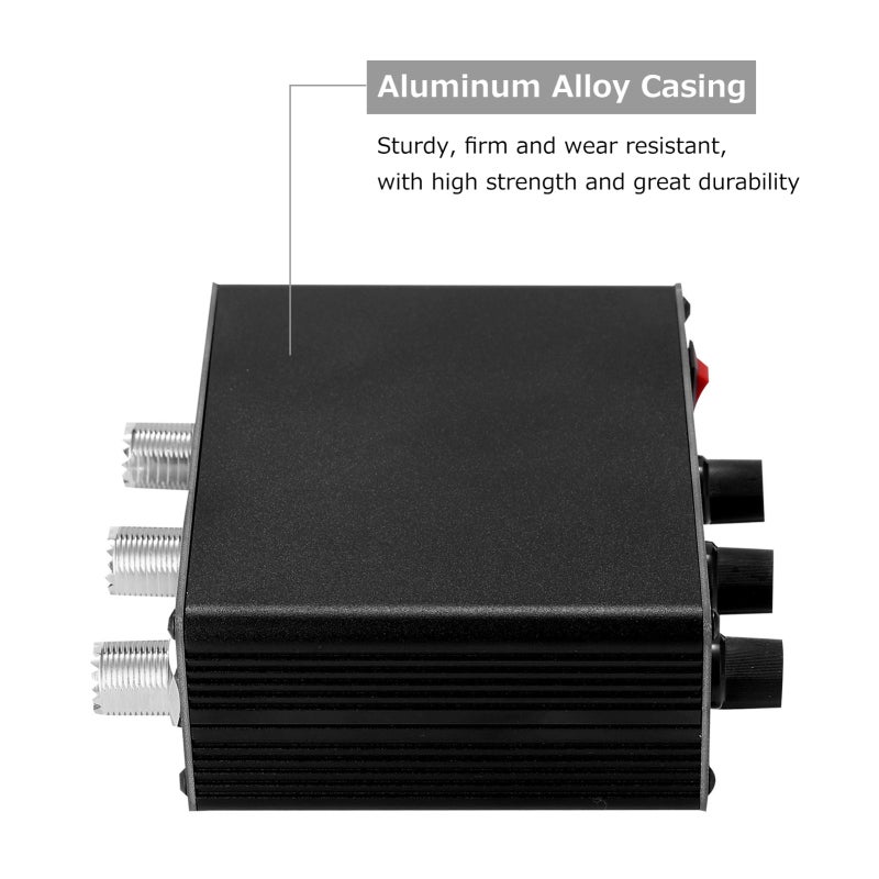 QRM Eliminator Box: Black Aluminum Alloy Casing - Built-In PTT Control Phase & Gain Adjustable QRM Canceller for Amateur Radio Antenna Feeders - Image 2