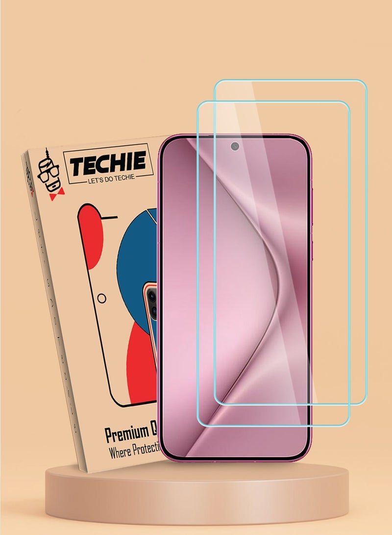 Techie 2 Pack HD Tempered Glass Screen Protector for Huawei Pura 70 5G 2024 - Anti Reflection Anti Bubbles 9H Hardness 0.33 mm Rounded Edges Easy Installation - Image 1