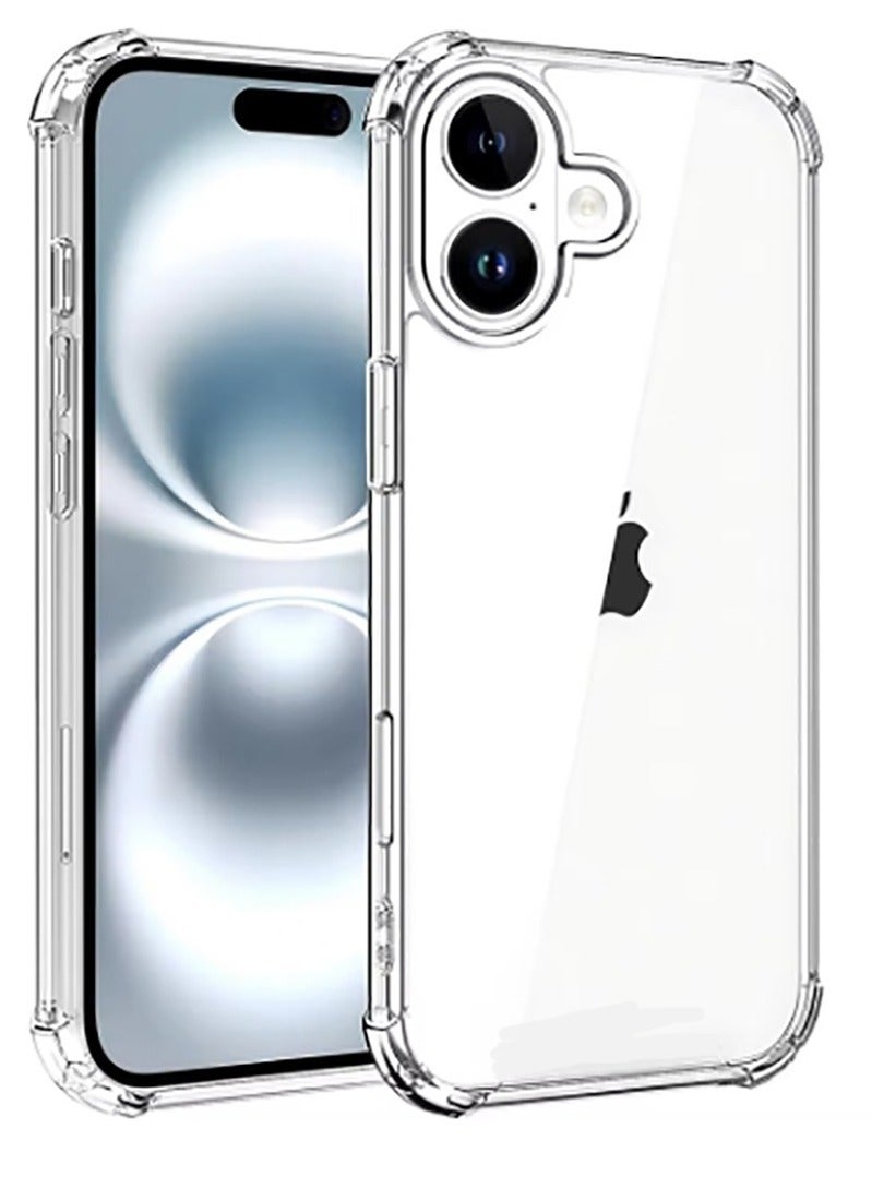 Shock-Absorption Flexible Clear TPU Rubber Protective Cell Phone Cover for iPhone 16 Plus Case - Image 1