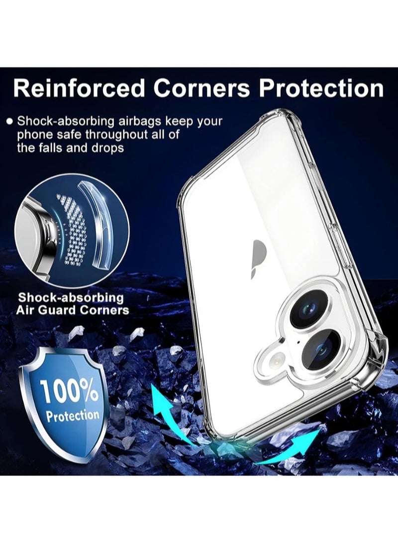 Shock-Absorption Flexible Clear TPU Rubber Protective Cell Phone Cover for iPhone 16 Plus Case - Image 2