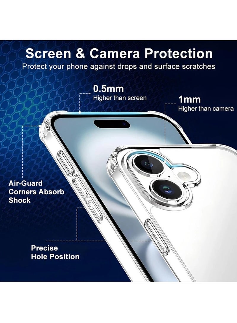 Shock-Absorption Flexible Clear TPU Rubber Protective Cell Phone Cover for iPhone 16 Plus Case - Image 3