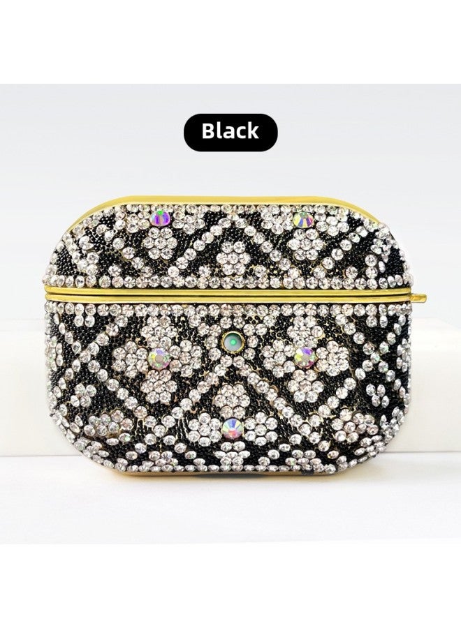 Suitable For Apple Headphone Case Pro2 Niche Advanced Sense Airpods4 Diamond Headphone Protective Case One-piece-Color:Black-Applicable Models:Airpods 4 - Image 1