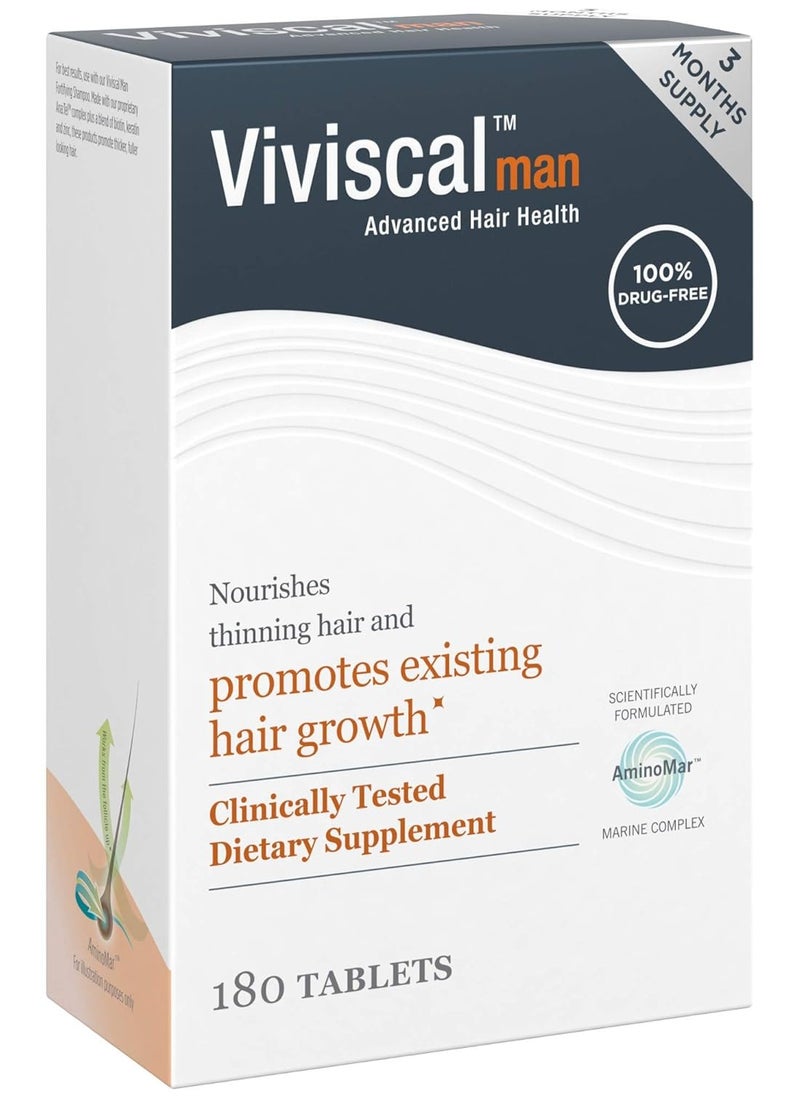 Viviscal - Men's Hair Growth Supplements 180 Tablets - 3 Month Supply - Image 1