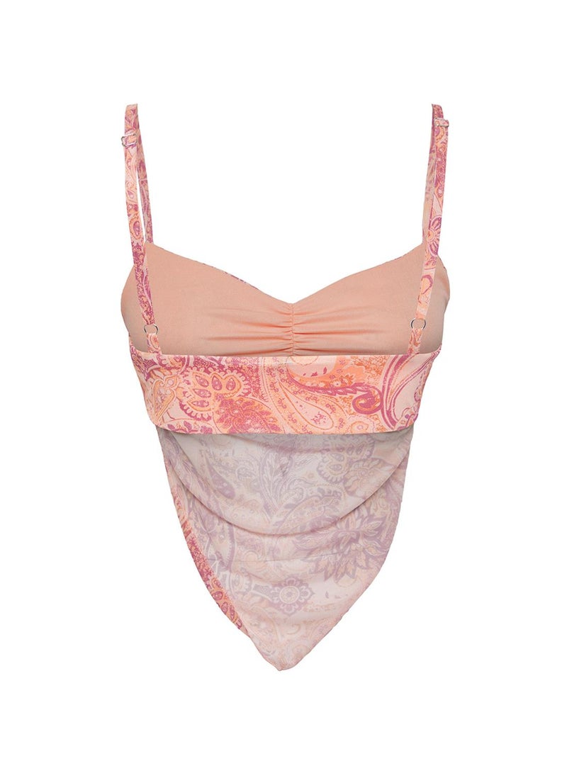 trendyol Back Cross Strap Asymmetrical Hemline Tulle Blouse - Image 3