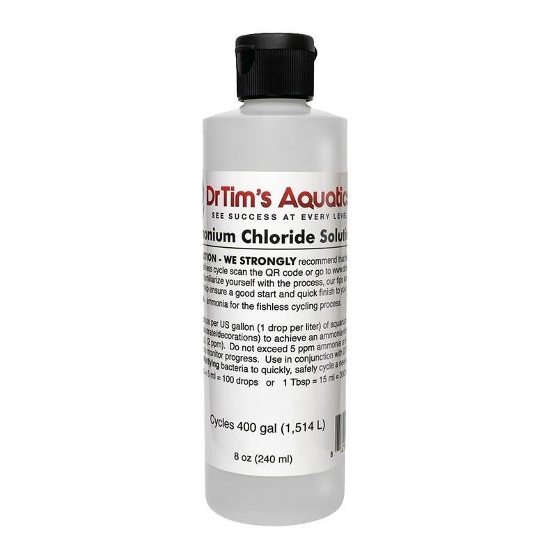 DrTim's Aquatics DrTimâ€™s Aquatics Ammonium Chloride Aquarium Treatment for Fishless Cycling â€“ Chlorine Free, Fish Tank Cleaner for Saltwater, Freshwater, Reef Aquariums â€“ 100% Natural â€“ 8 Oz. - Image 1