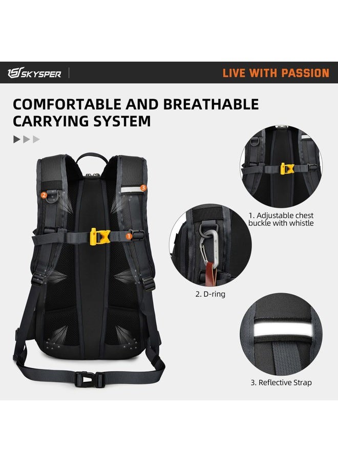 SKYSPER Small Daypack 20L Hiking Backpack Lightweight Travel Day Pack with Waist Strap for Women Men(Black)  - Image 3