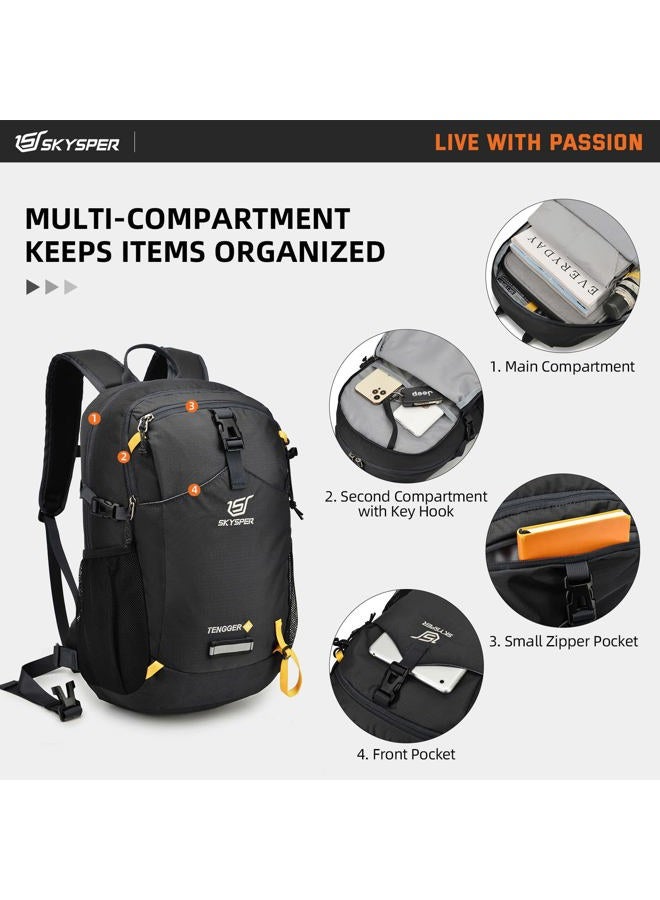 SKYSPER Small Daypack 20L Hiking Backpack Lightweight Travel Day Pack with Waist Strap for Women Men(Black)  - Image 2