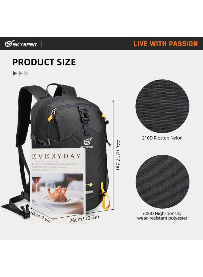 SKYSPER Small Daypack 20L Hiking Backpack Lightweight Travel Day Pack with Waist Strap for Women Men(Black)  - Image 4