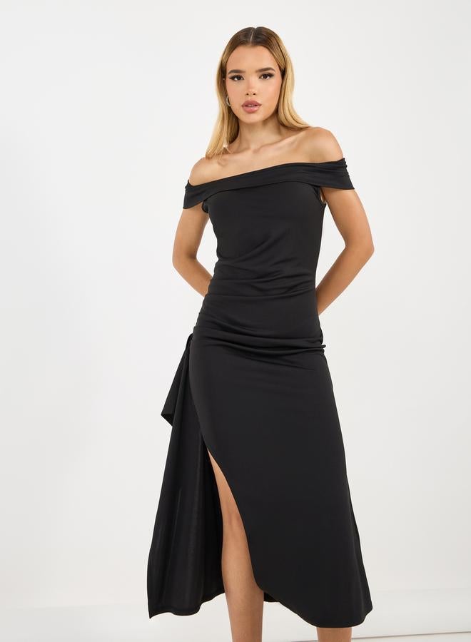 Styli Off-Shoulder Slit Dress  - Image 5