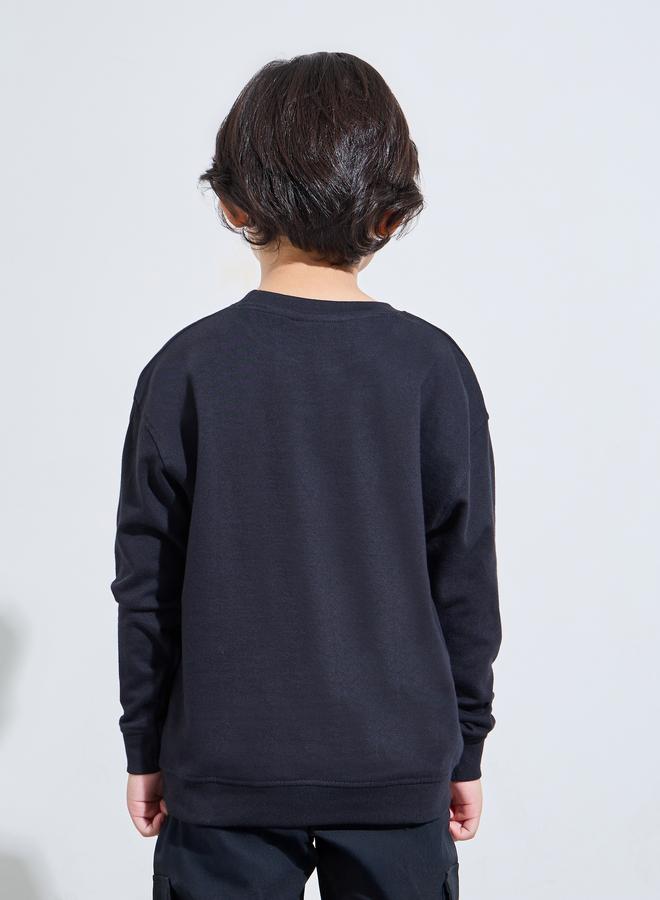 Styli Boys Black Football Print Regular Fit Sweatshirt - Image 4