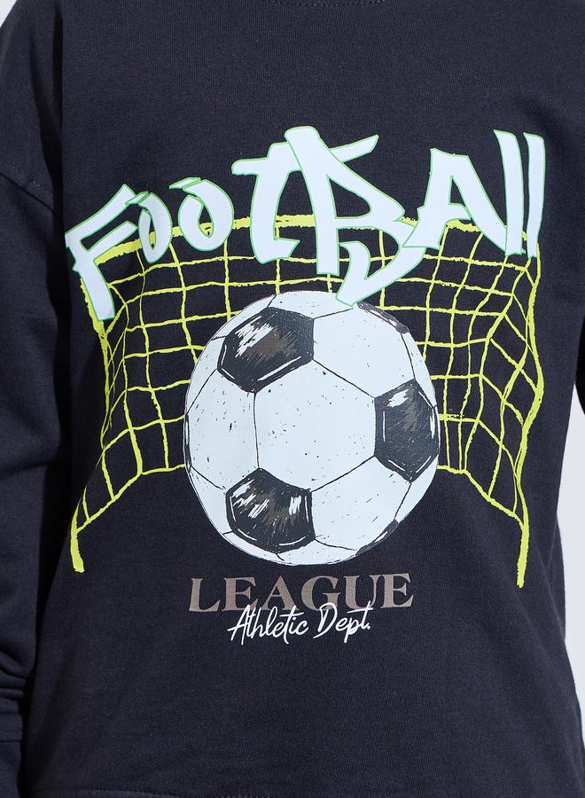 Styli Boys Black Football Print Regular Fit Sweatshirt - Image 3