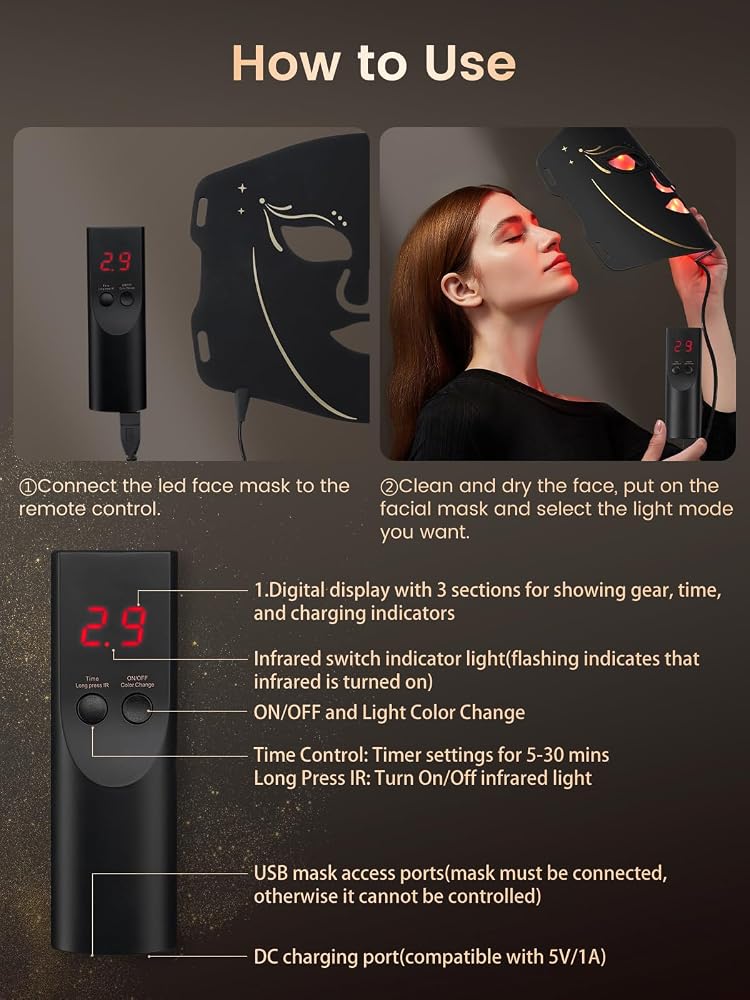 Deciniee LED Red Light Therapy Mask - Silicone Face Mask - Infrared Light Therapy - 7 Colors for Anti-Aging/Acne/Hydration for Glowing Skin - Skincare & Beauty Women Gifts with Remote Control - Image 4
