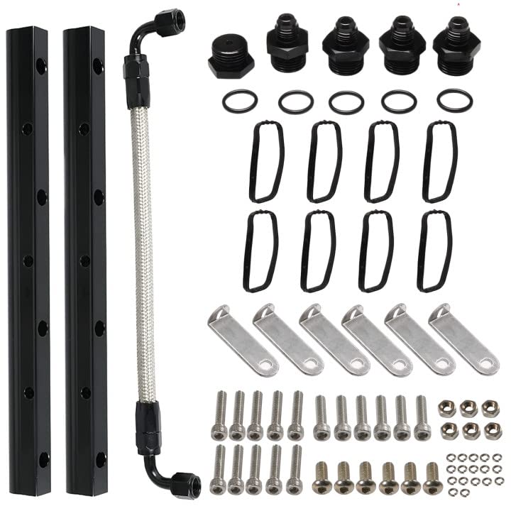 YESHMA Billet Fuel Rail Kit Compatible With LS LS1 LS2 LS3 LS6 Stock Intake Manifold 6AN+Hardware - Image 1