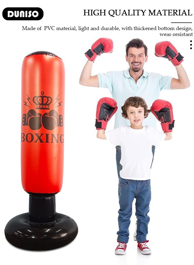 DUNISO Inflatable Boxing Column, 160cm Inflatable Boxing Bag Freestanding Punching Bag, Punching Bag for Kids Adults, for Karate, Home Boxing Practice with Immediate Bounce-Back to Release Stress - Image 3