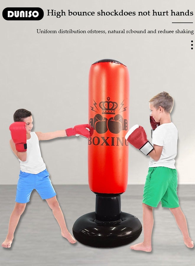 DUNISO Inflatable Boxing Column, 160cm Inflatable Boxing Bag Freestanding Punching Bag, Punching Bag for Kids Adults, for Karate, Home Boxing Practice with Immediate Bounce-Back to Release Stress - Image 4