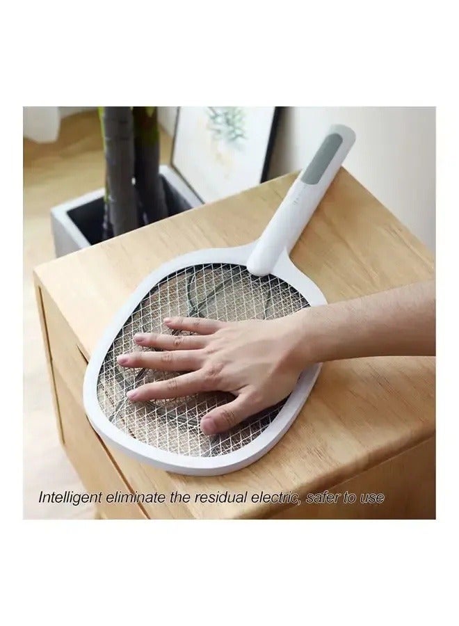 2 In1 USB Rechargeable Electric Swatter White 54x5x22cm-Mosquito Killer Racket Patio,Safe to Touch with 3-Layer Safety Mesh - Image 2