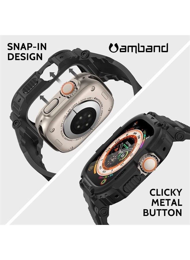 amBand - Bands Case Screen Protector Compatible with Apple Watch Ultra 49mm, M1 Sport Series Rugged Cover Strap and 2 Pack Tempered Glass Film, Military Protective Bumper for iWatch 49 mm Men Black - Image 1