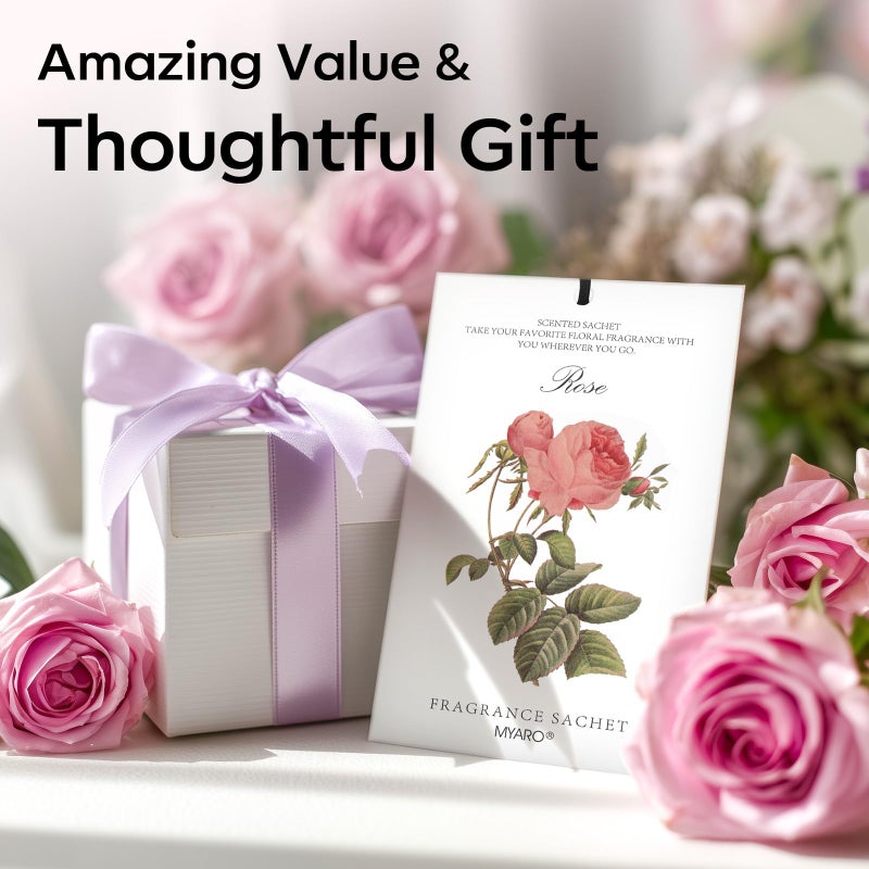 MYARO 12 Pcs Rose Scented Sachets Long Lasting Room Air Freshener Odor Deodorizer Eliminating for Home Drawer Closet Clothes Storage - Image 5