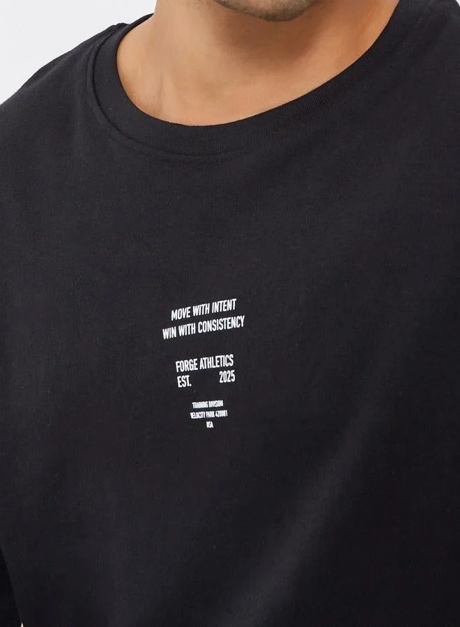 Styli Active Men Oversized Slogan Minimal Print T-Shirt