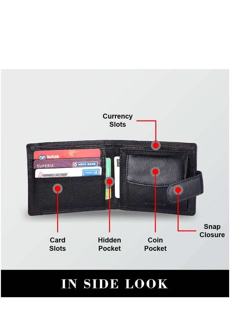 HAMMONDS FLYCATCHER Premium Leather Wallets for Men, Black | RFID Protected Nappa Leather Wallet for Men | Mens Wallet with 5 Card Slots | Gift for Fathers Day, Birthday, Raksha - Image 3