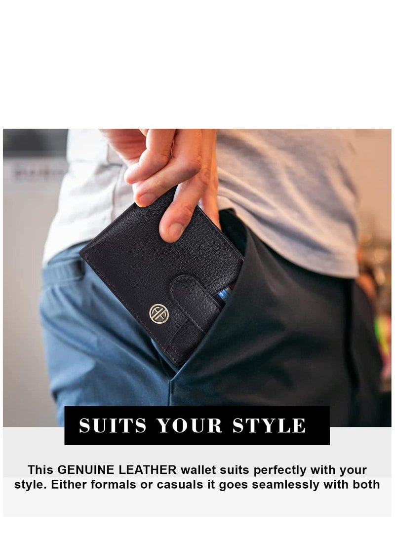 HAMMONDS FLYCATCHER Premium Leather Wallets for Men, Black | RFID Protected Nappa Leather Wallet for Men | Mens Wallet with 5 Card Slots | Gift for Fathers Day, Birthday, Raksha - Image 4